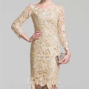 JJ’s House Sheath/Column Scoop Neck Knee-Length Lace Dress